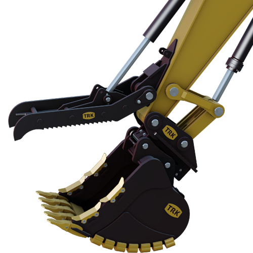 hydraulic weld-on,In addition to having a smooth range of motion and extendable to 135° from the stick, it can be easily removed. All TRK excavator thumbs have see through plating between the tines so you can see through the thumb.